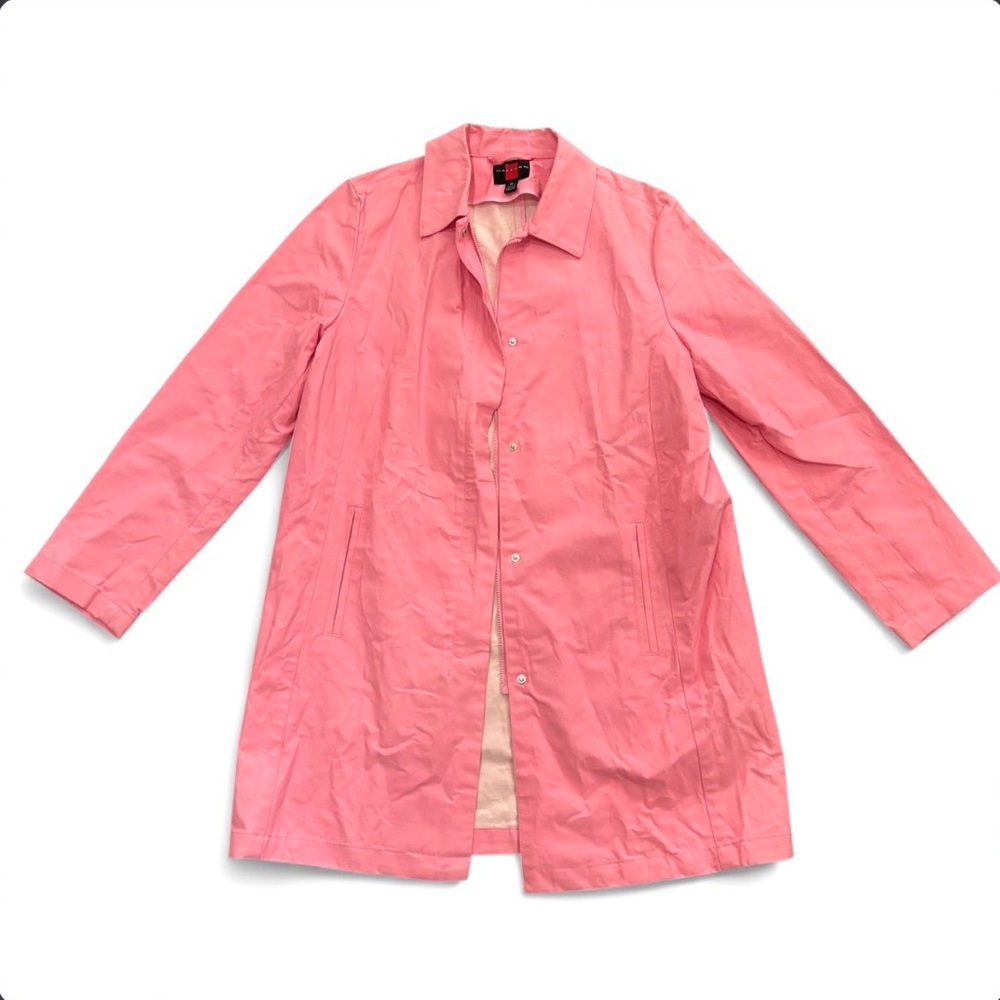 Gallery Bubblegum Pink Collared Trench Coat Size Medium